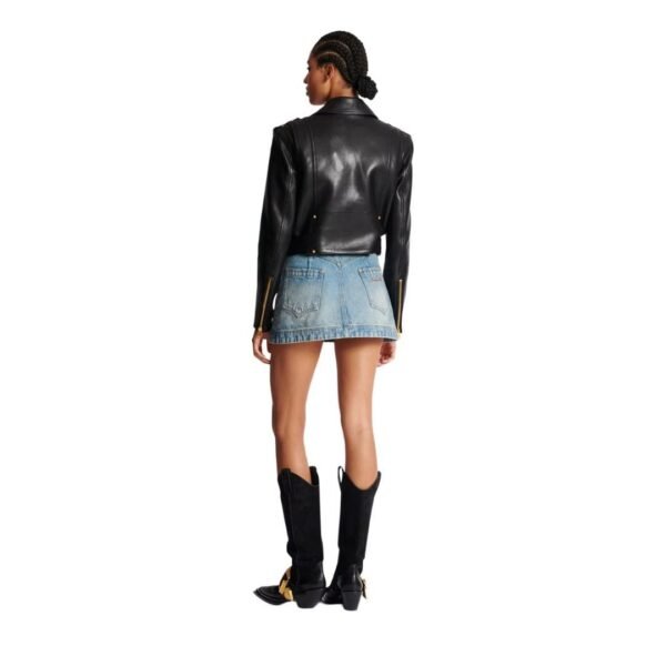 BALMAIN ZIPPED LEATHER BIKER JACKET - Image 2