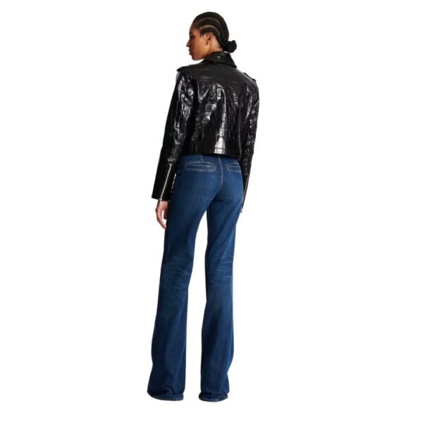 BALMAIN CROCODILE EFFECT LEATHER BIKER JACKET - Image 2