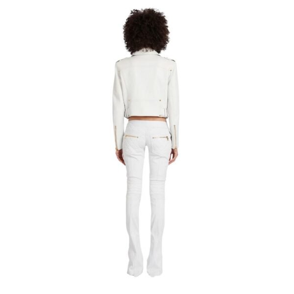 BALMAIN CROPPED LEATHER BIKER JACKET - Image 2