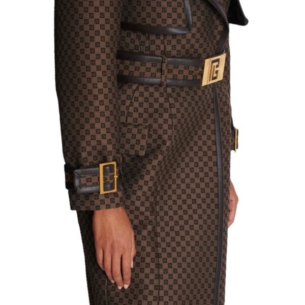 BALMAIN MINI MONOGRAM JACQUARD TRENCH COAT - Image 7