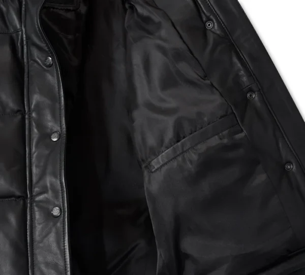 Women's Blacked Out Leather Puffer Jacket - Image 3