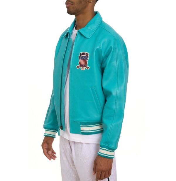 AVIREX LEATHER JACKET TURQUOISE - Image 6