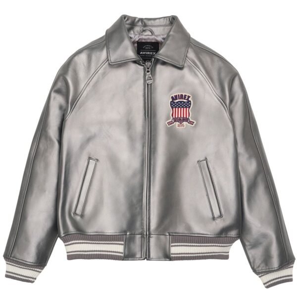 Avirex Metallic Silver Leather Jacket