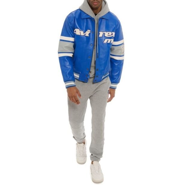 AVIREX DETROIT USA LEATHER JACKET BLUE - Image 7
