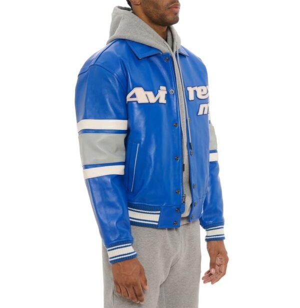 AVIREX DETROIT USA LEATHER JACKET BLUE - Image 5