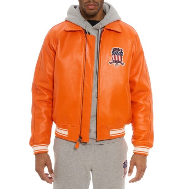 AVIREX LEATHER JACKET ORANGE - Image 3