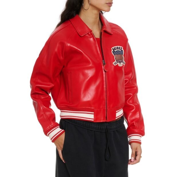 AVIREX CROPPED RED ICON LEATHER JACKET - Image 3