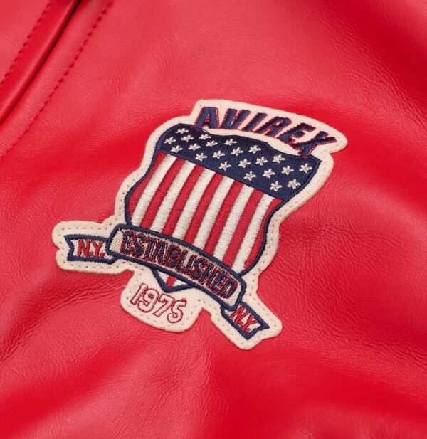 AVIREX CROPPED RED ICON LEATHER JACKET - Image 9