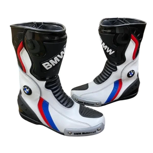 BMW MOTORCYCLE LEATHER BOOTS BLACK & WHITE