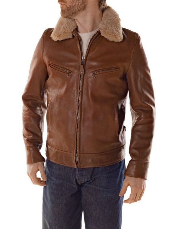 Antique Cowhide Rancher Jacket with Sheepskin Collar - Image 10