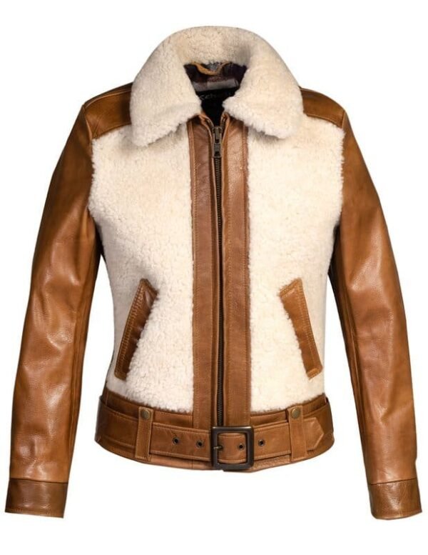 Women's Sheepskin Jacket with Cowhide Trim - Image 4