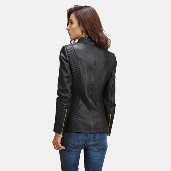 Haley Ray Black Leather Biker Jacket - Image 2