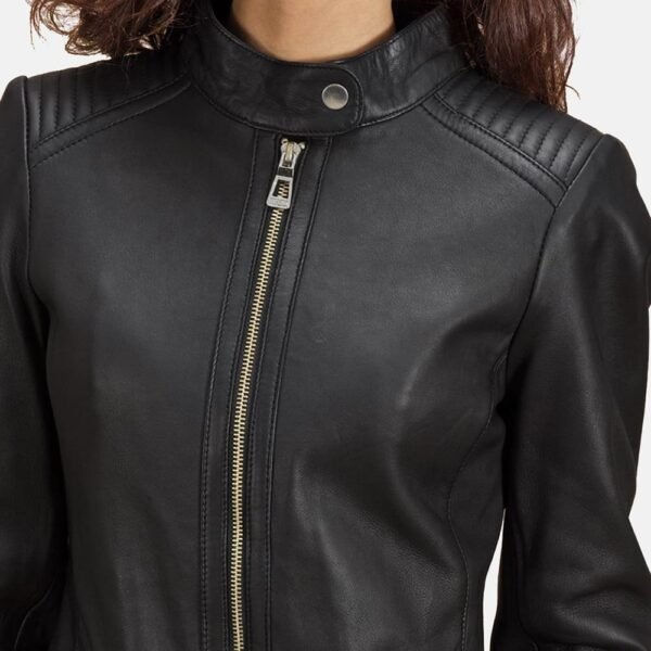 Haley Ray Black Leather Biker Jacket - Image 4