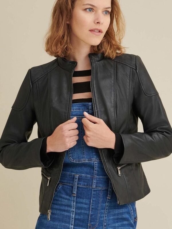 Caitlin Scuba Leather Jacket - Image 5