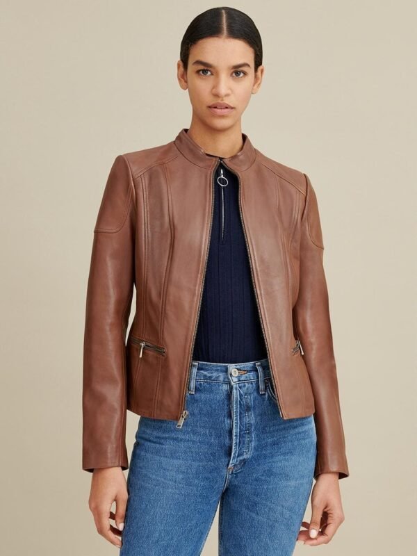 Caitlin Scuba Leather Jacket - Image 4