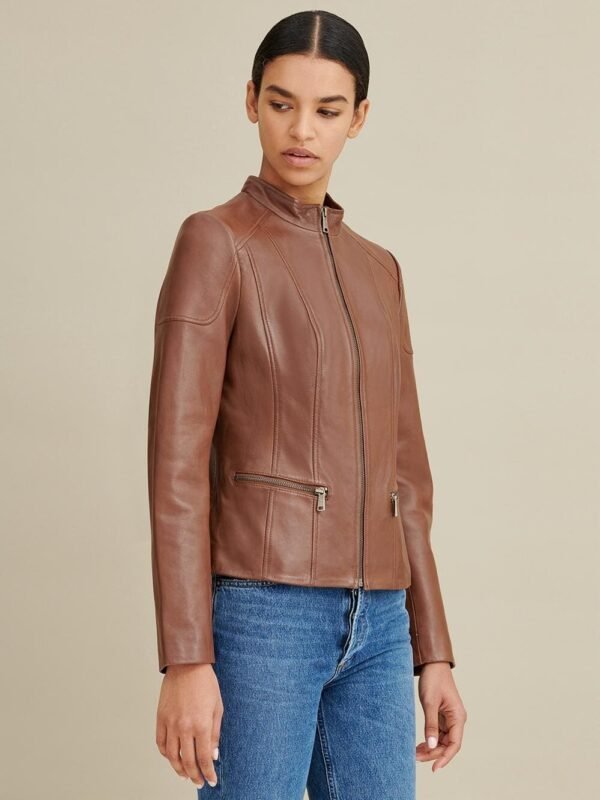 Caitlin Scuba Leather Jacket