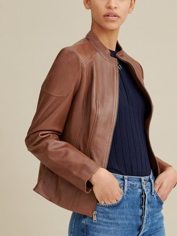 Caitlin Scuba Leather Jacket - Image 3