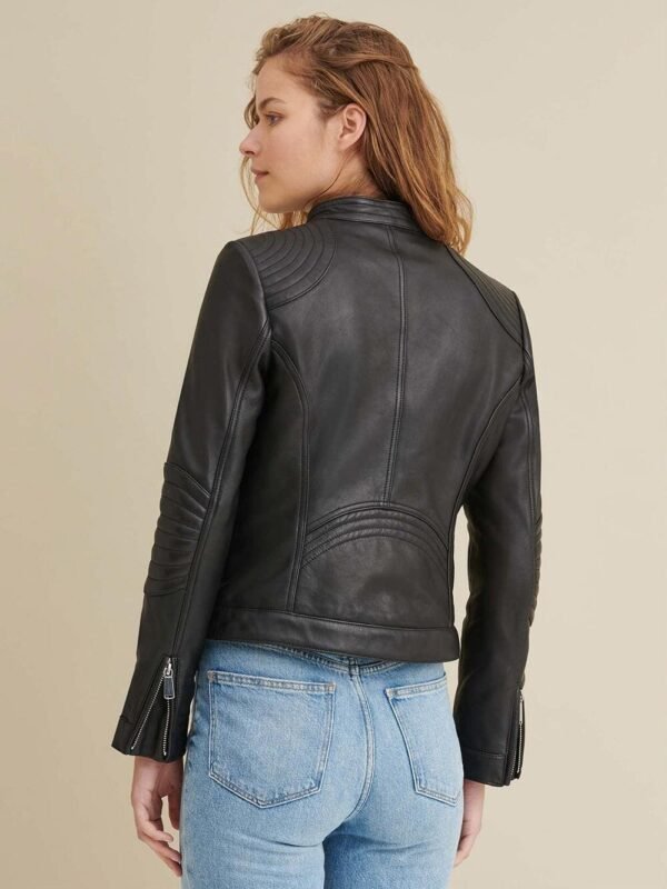 Leather Jacket with Quilted Shoulder - Image 2