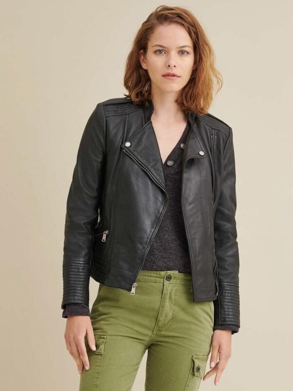 Monica Asymmetrical Leather Jacket - Image 4