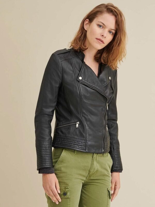 Monica Asymmetrical Leather Jacket - Image 7