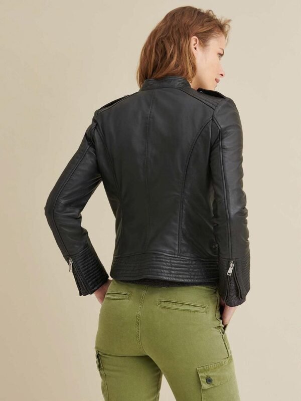 Monica Asymmetrical Leather Jacket - Image 6