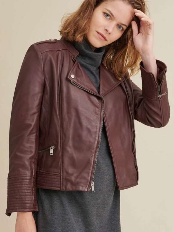 Monica Asymmetrical Leather Jacket - Image 3