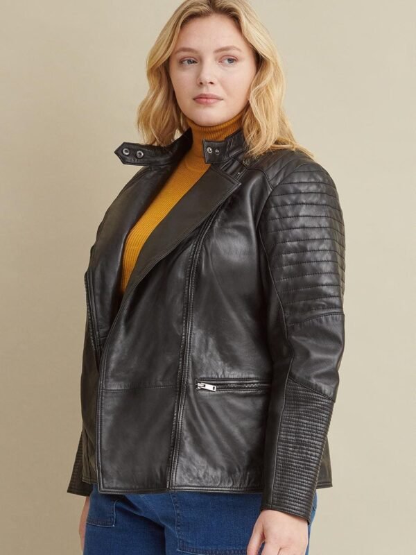 Plus Size Quilted Leather Jacket - Image 3