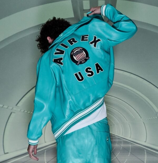 AVIREX LEATHER JACKET TURQUOISE - Image 7