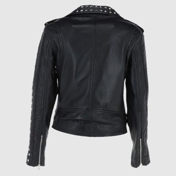 Rock Rebel Leather Studded Biker Jacket Black - Image 2