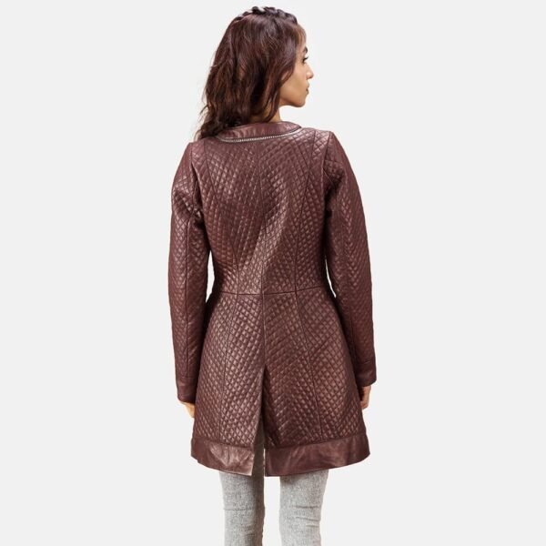 Trudy Lane Quilted Maroon Leather Coat - Image 2