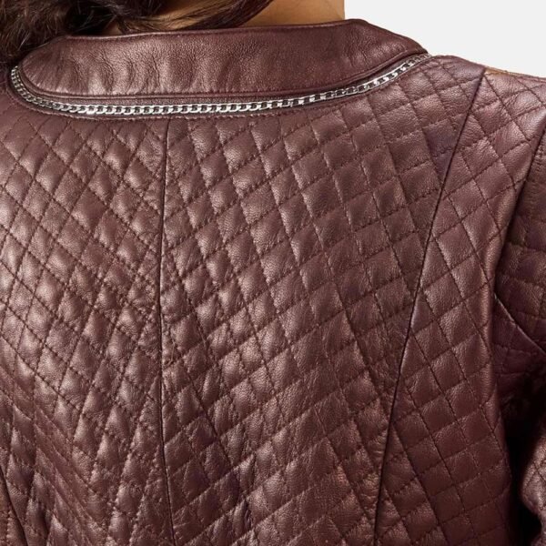 Trudy Lane Quilted Maroon Leather Coat - Image 6