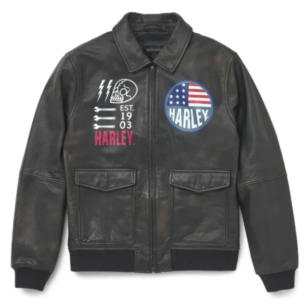 HARLEY-DAVIDSON MEN'S ARCHER BOMBER LEATHER JACKET