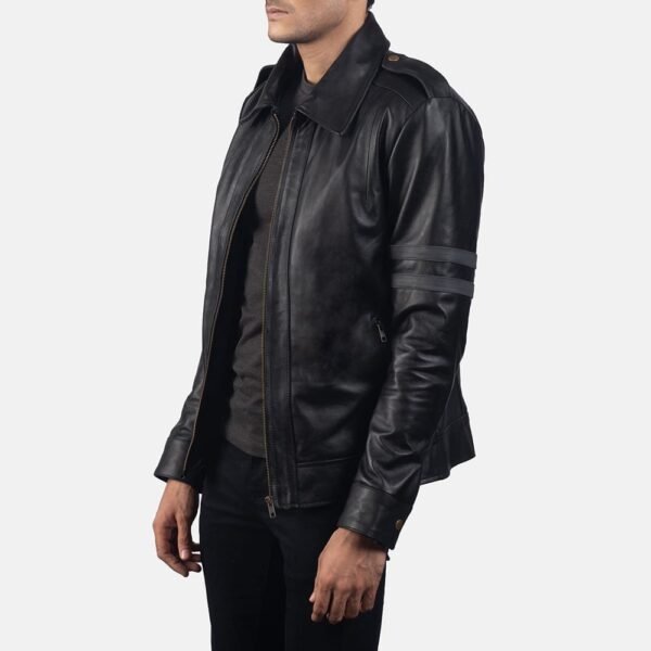 Biker Leather Jacket Black - Image 4