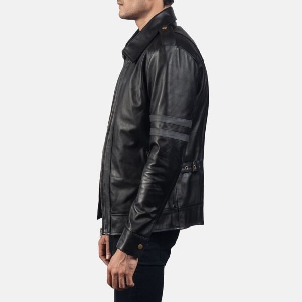 Biker Leather Jacket Black - Image 5