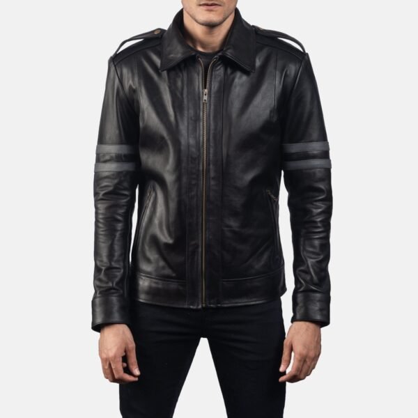 Biker Leather Jacket Black - Image 6