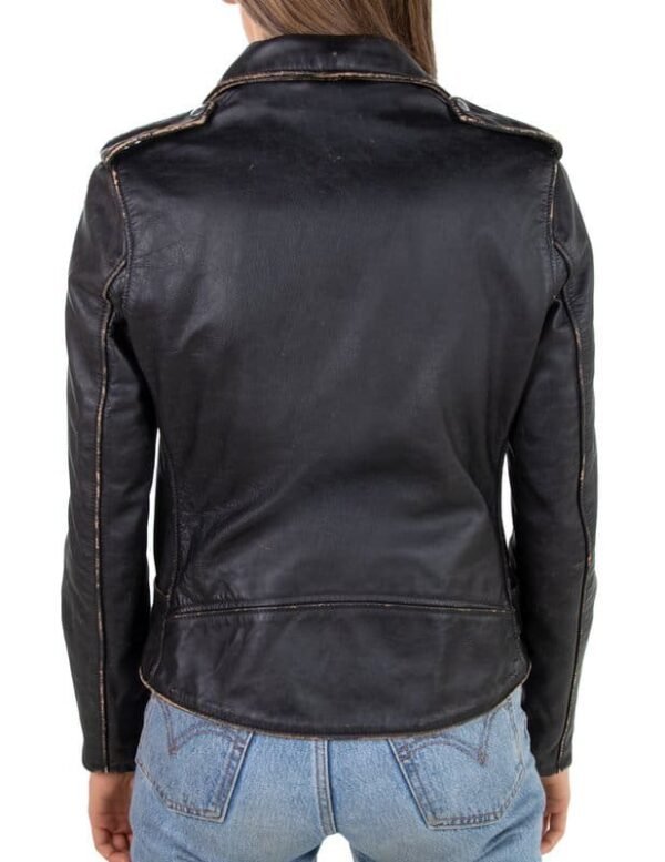 Women's Hand Vintaged Cowhide Perfecto Jacket - Image 5