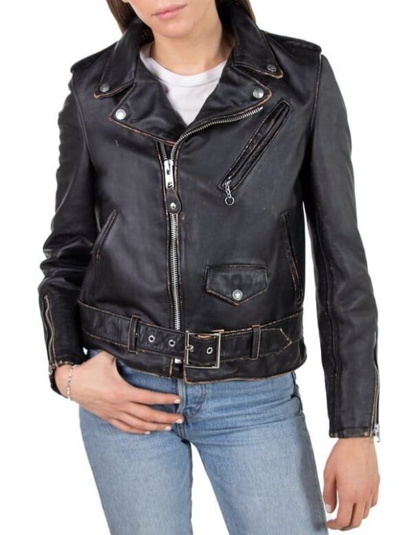 Women's Hand Vintaged Cowhide Perfecto Jacket - Image 3