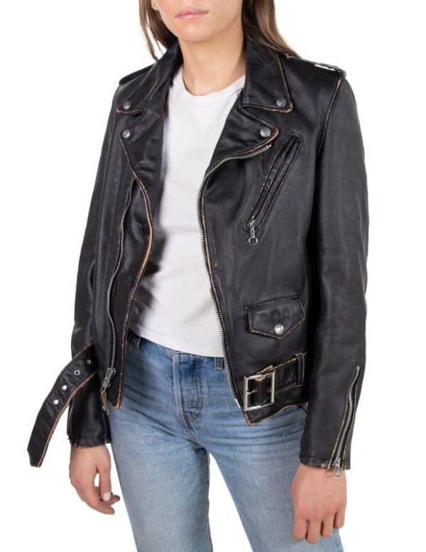 Women's Hand Vintaged Cowhide Perfecto Jacket - Image 9