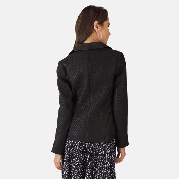 Cora Quilted Black Leather Blazer - Image 2