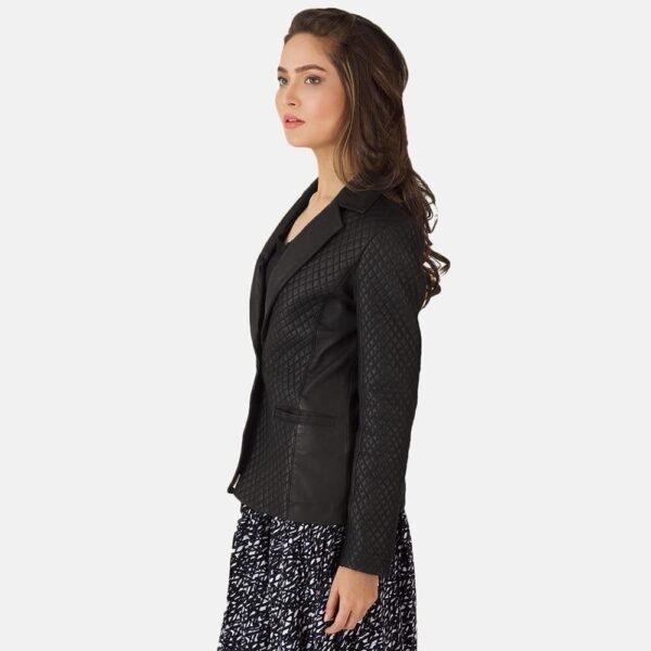 Cora Quilted Black Leather Blazer - Image 6