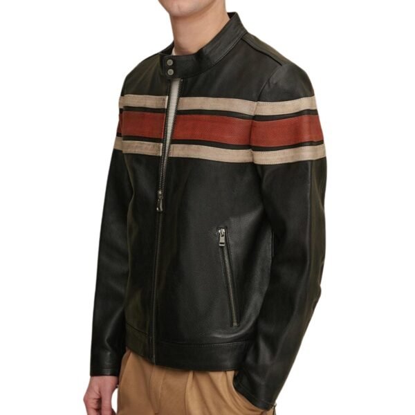 DALE RETRO STRIPED LEATHER JACKET - Image 2