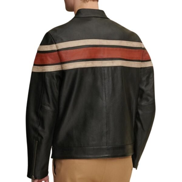 DALE RETRO STRIPED LEATHER JACKET - Image 3