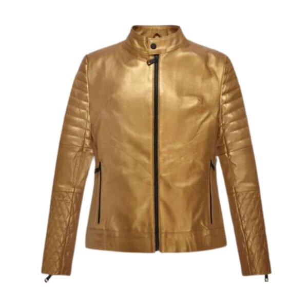 Gold Leather Jacket Women