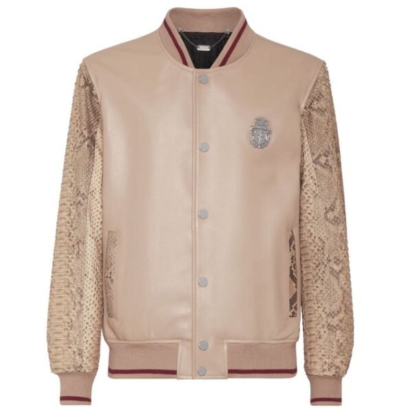 BILLIONAIRE PYTHON LEATHER MIX BOMBER