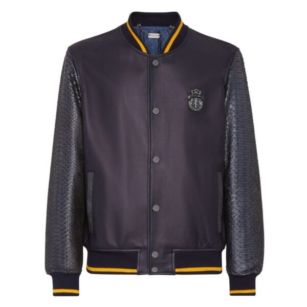 BILLIONAIRE PYTHON LEATHER MIX BOMBER - Image 2