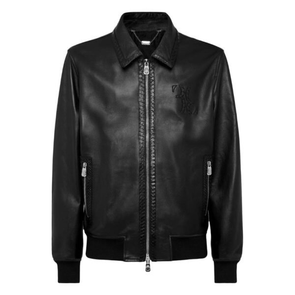 BILLIONAIRE LEATHER BOMBER WITH PYTONE INSERTS