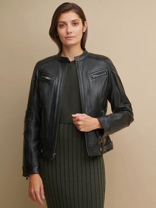 Morgan Biker Leather Jacket - Image 4