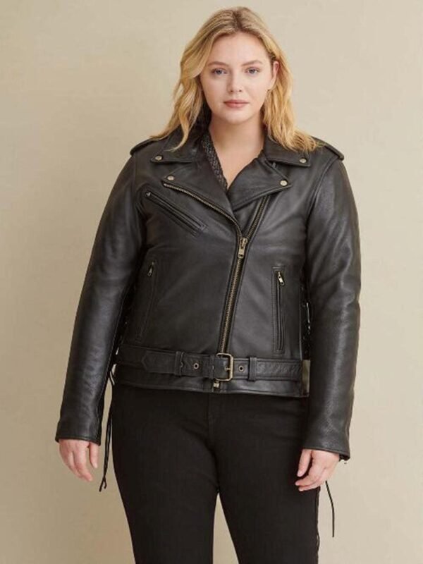 Cleo Plus Size Asymmetrical Performance Moto Rider Jacket