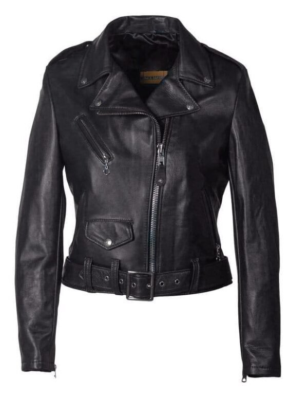 Women's Cropped Perfecto in Lambskin Leather Jacket - Image 7