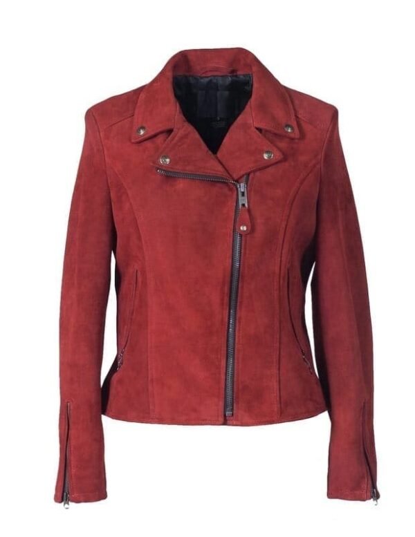 Women's Fitted Suede Motorcycle Jacket - Image 6